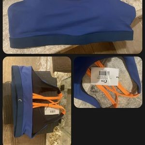 Zyia sports bra NWT. Blue ,with orange straps